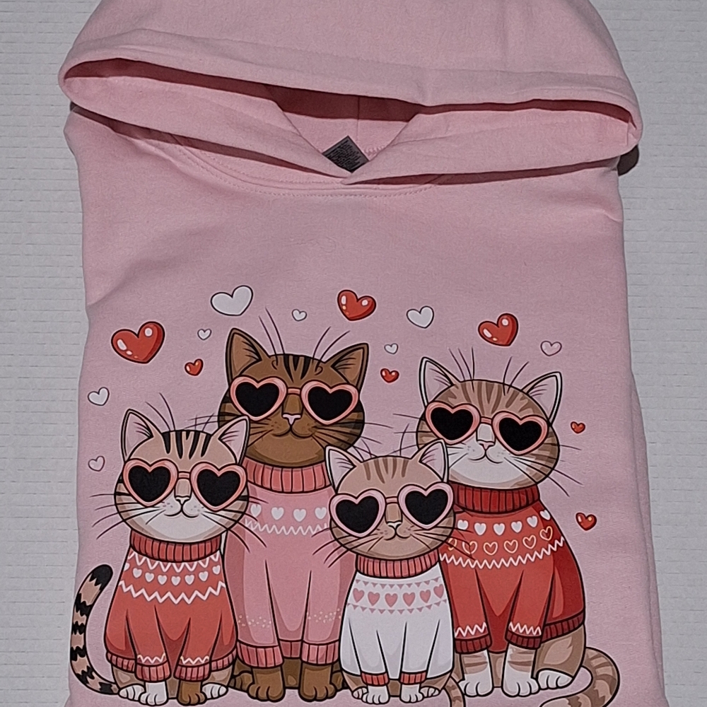 Lovely Cats kids pink hooded sweatshirt